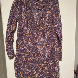 J. Crew Purple Floral Long Sleeve Dress